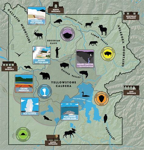 yellowstone national park attractions map